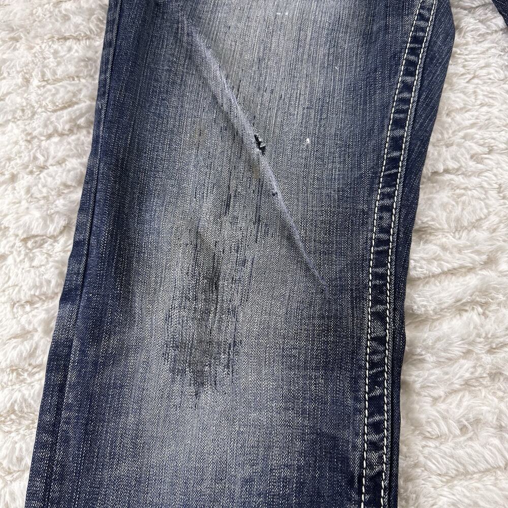 Buckle Salvage Jeans Men’s -31 S- Denim Blue Mayhem Regular Bootcut Distressed - Picture 9 of 16